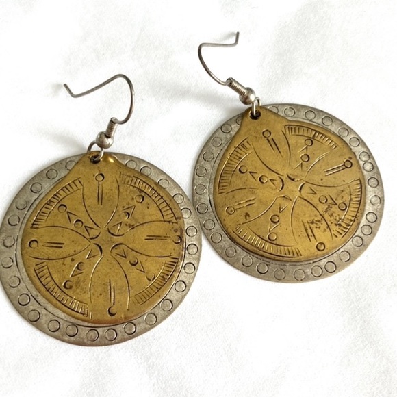 erana Jewelry - NWT 80’s ethnic Indian earrings etched by hand( deadstock)